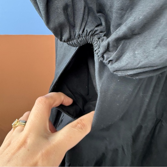 The A&F Emerson Poplin Puff Sleeve Mini Dress Size Large Black Babydoll NWT - Picture 5 of 9